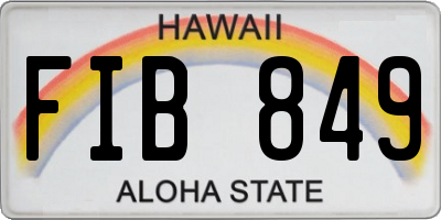 HI license plate FIB849
