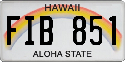 HI license plate FIB851