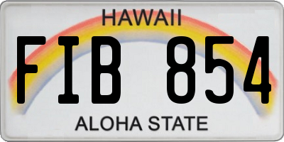 HI license plate FIB854