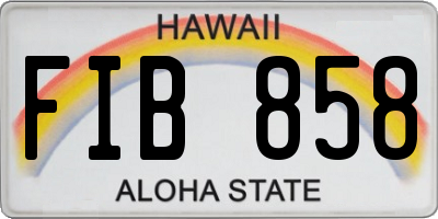 HI license plate FIB858