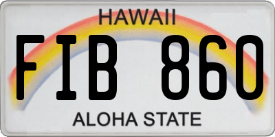 HI license plate FIB860
