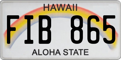 HI license plate FIB865