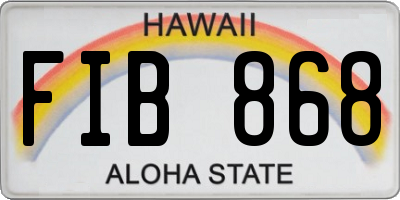 HI license plate FIB868