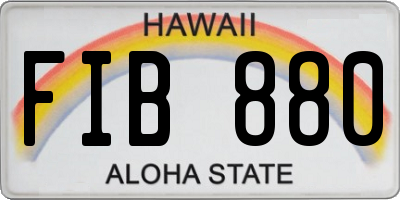 HI license plate FIB880