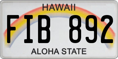 HI license plate FIB892