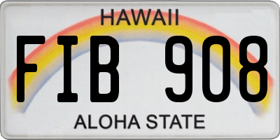 HI license plate FIB908