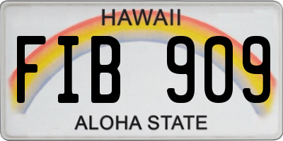 HI license plate FIB909