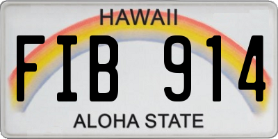 HI license plate FIB914