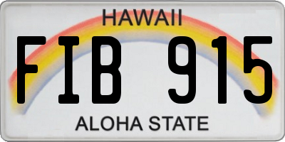 HI license plate FIB915