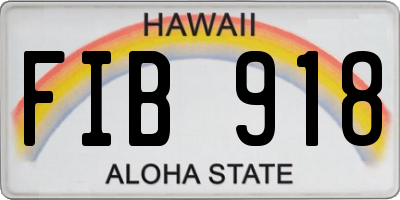 HI license plate FIB918