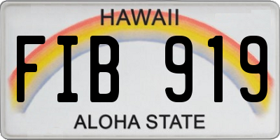 HI license plate FIB919