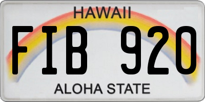HI license plate FIB920