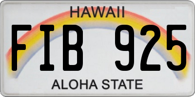 HI license plate FIB925