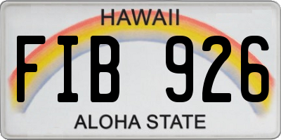 HI license plate FIB926