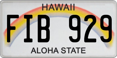HI license plate FIB929