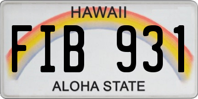 HI license plate FIB931