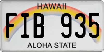 HI license plate FIB935