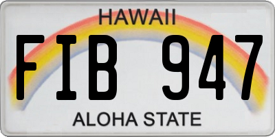 HI license plate FIB947