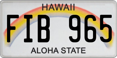 HI license plate FIB965