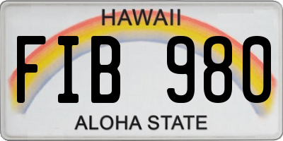 HI license plate FIB980