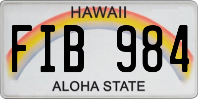 HI license plate FIB984