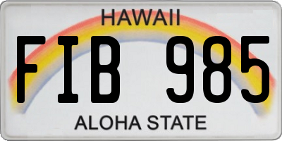 HI license plate FIB985