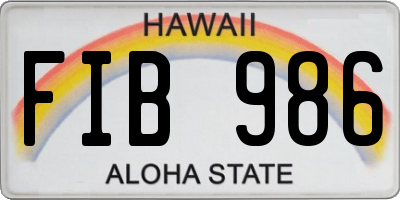 HI license plate FIB986