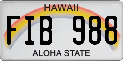 HI license plate FIB988