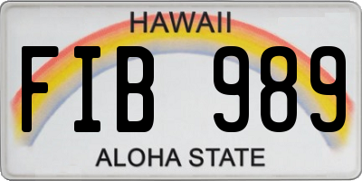 HI license plate FIB989