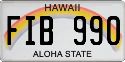 HI license plate FIB990