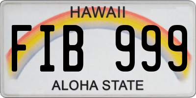 HI license plate FIB999