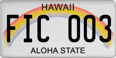 HI license plate FIC003