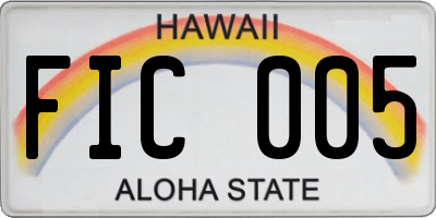 HI license plate FIC005