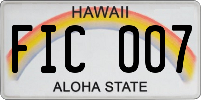 HI license plate FIC007