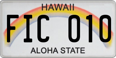 HI license plate FIC010