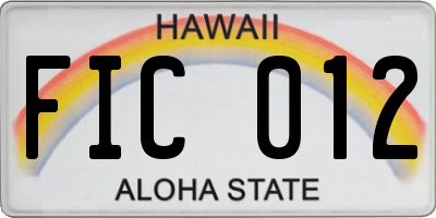HI license plate FIC012