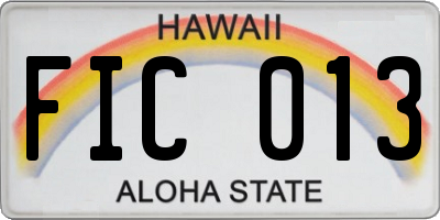 HI license plate FIC013