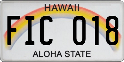 HI license plate FIC018