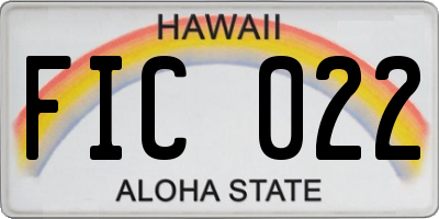 HI license plate FIC022