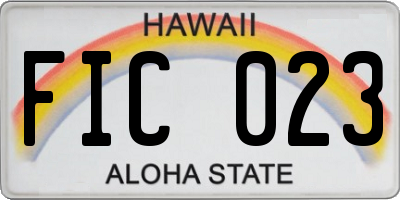 HI license plate FIC023