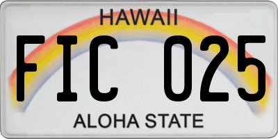 HI license plate FIC025