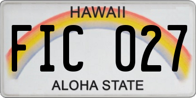 HI license plate FIC027