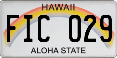 HI license plate FIC029