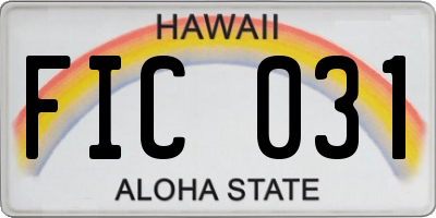 HI license plate FIC031