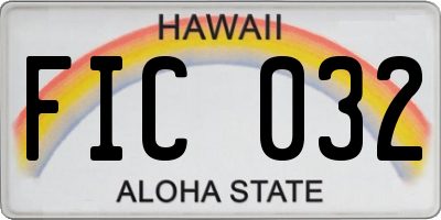 HI license plate FIC032