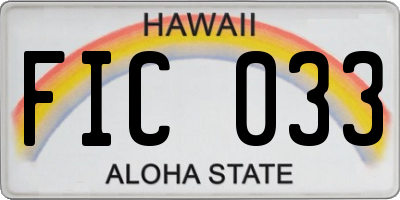 HI license plate FIC033
