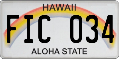 HI license plate FIC034