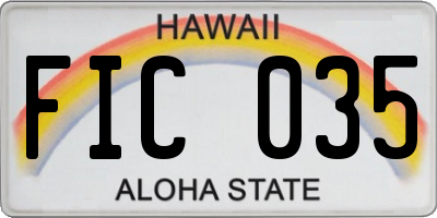 HI license plate FIC035