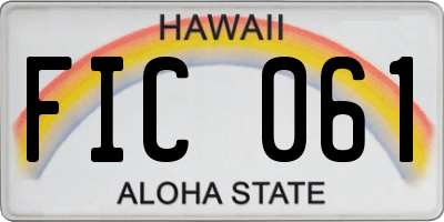 HI license plate FIC061
