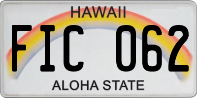 HI license plate FIC062
